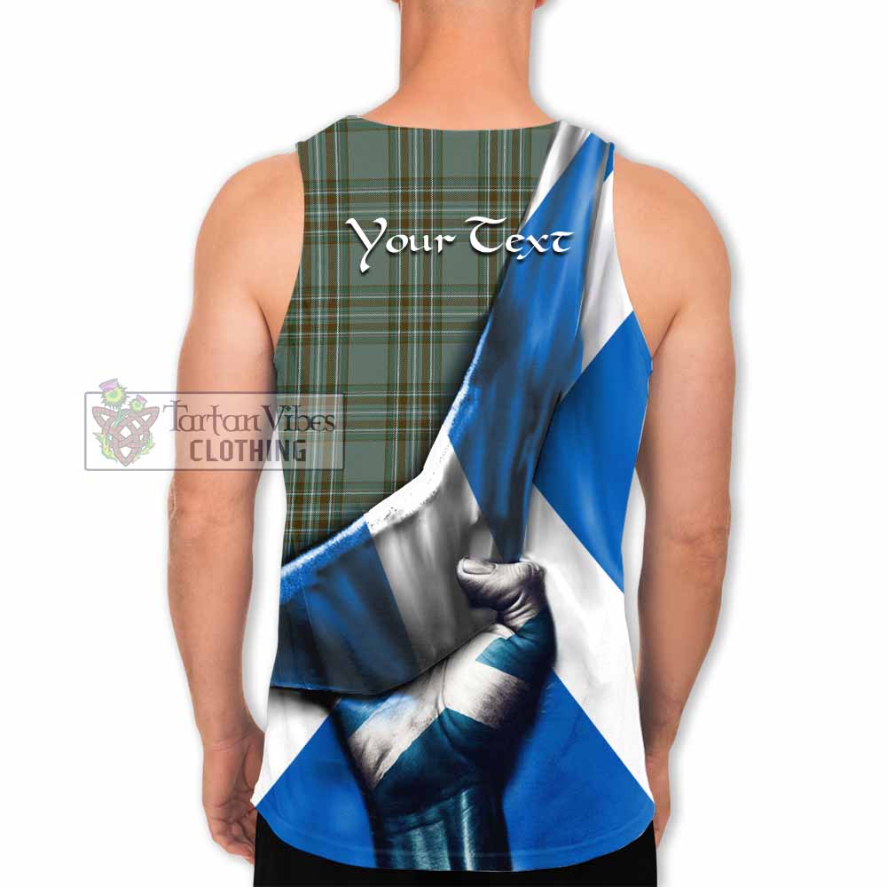 Tartan Vibes Clothing Kelly Tartan Men's Tank Top with Family Crest Scotland Patriotic Style