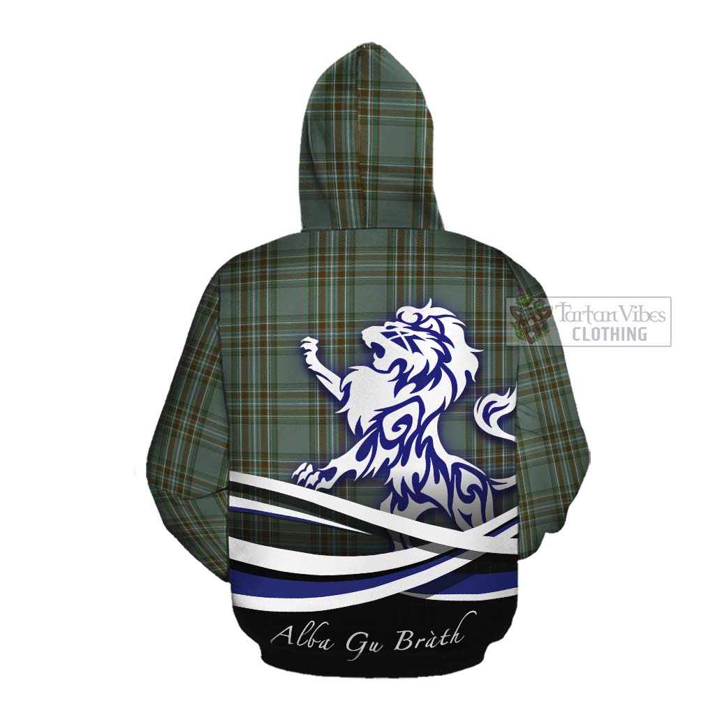 Tartan Vibes Clothing Kelly Tartan Cotton Hoodie with Alba Gu Brath Regal Lion Emblem