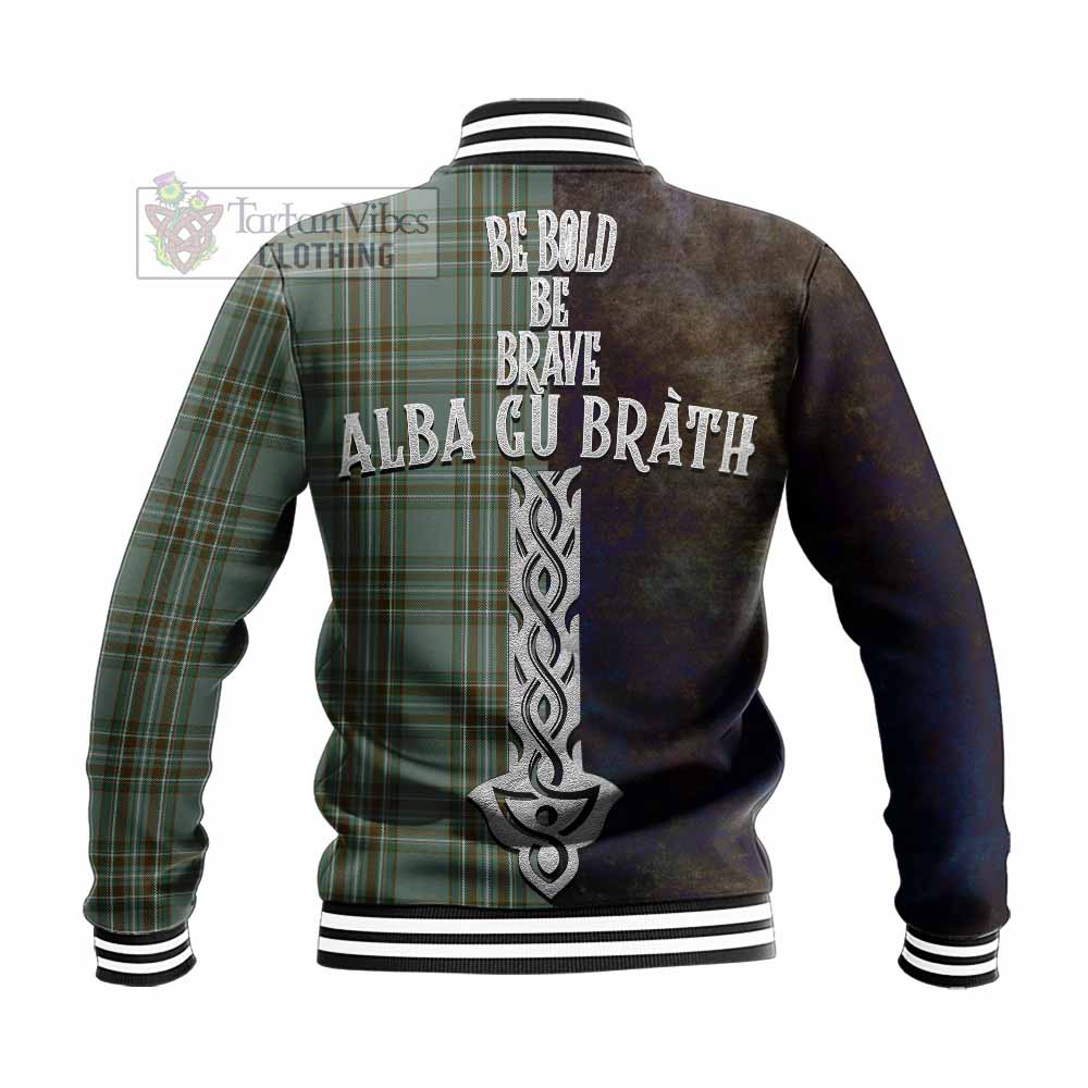 Tartan Vibes Clothing Kelly Tartan Family Crest Baseball Jacket Alba Gu Brath Be Brave Lion Ancient Style