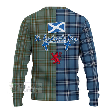 Tartan Vibes Clothing Kelly Tartan Knitted Sweater Happy St. Andrew's Day Half Tartan Style