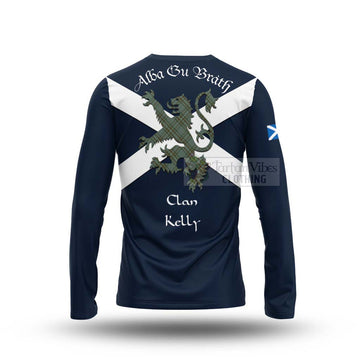 Tartan Vibes Clothing Kelly Tartan Lion Rampant Long Sleeve T-Shirt – Proudly Display Your Heritage with Alba Gu Brath and Clan Name