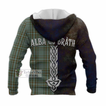 Tartan Vibes Clothing Kelly Tartan Family Crest Knitted Hoodie Alba Gu Brath Be Brave Lion Ancient Style