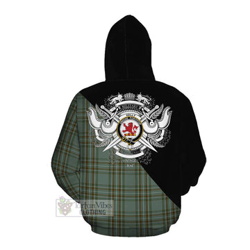 Tartan Vibes Clothing Kelly Tartan Cotton Hoodie with Family Crest and Military Logo Style