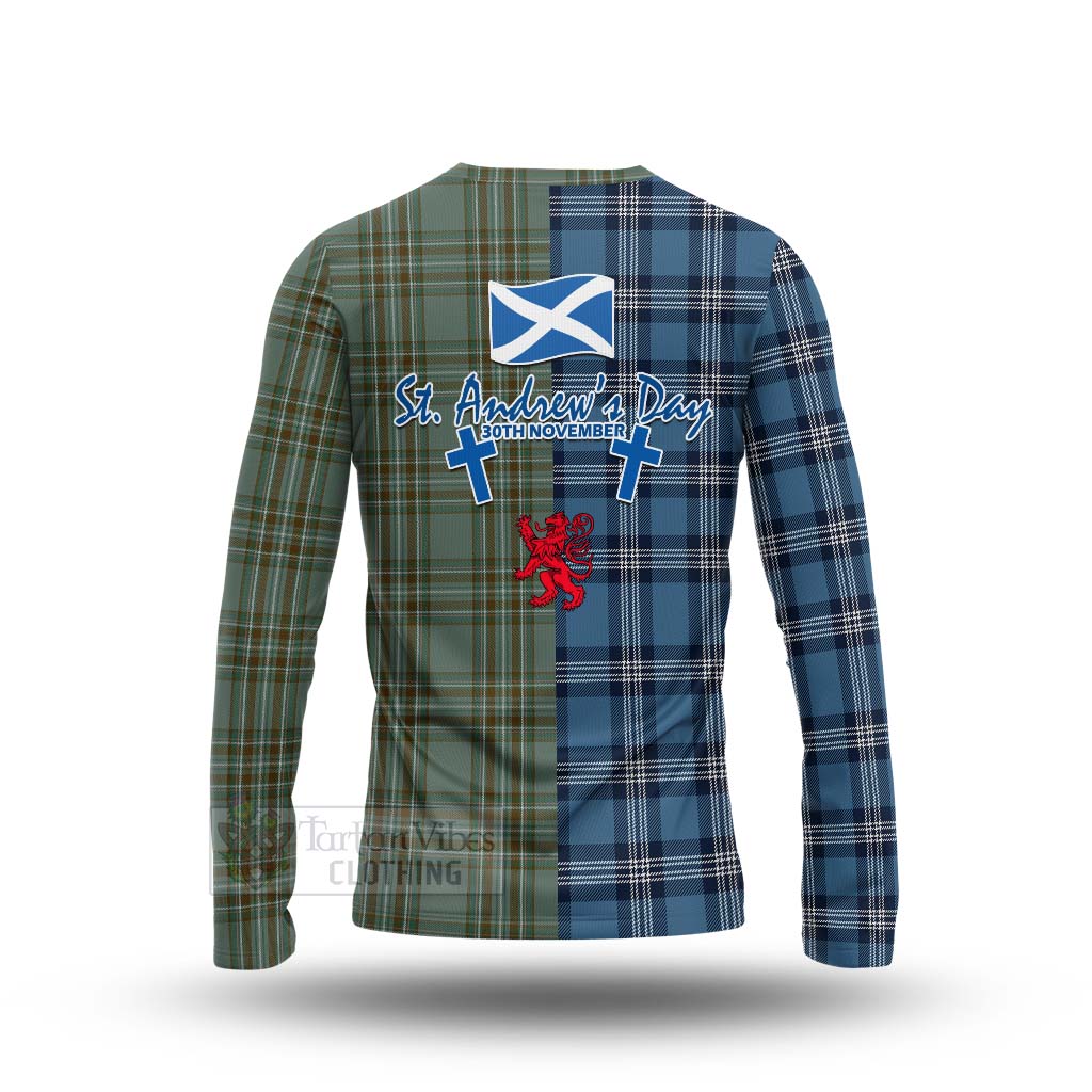 Tartan Vibes Clothing Kelly Tartan Long Sleeve T-Shirt Happy St. Andrew's Day Half Tartan Style