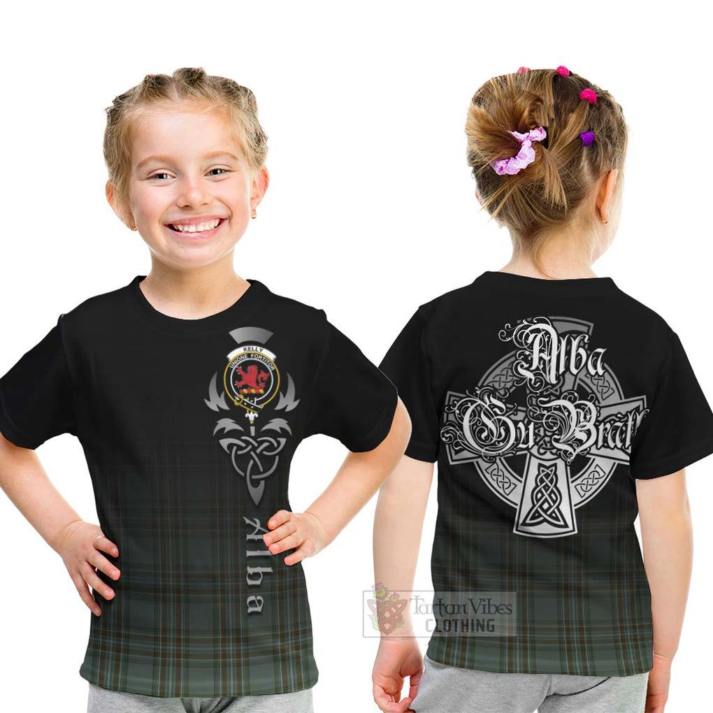 Tartan Vibes Clothing Kelly Tartan Kid T-Shirt Featuring Alba Gu Brath Family Crest Celtic Inspired