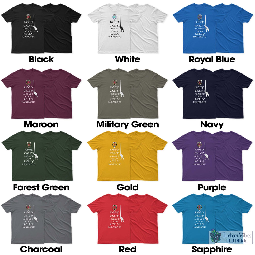 Kelly Clan Men's T-Shirt: Keep Calm and Let the Clan Handle It Caber Toss Highland Games Style Sapphire - 2D-tartanvibesclothing
