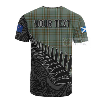 Tartan Vibes Clothing Kelly Crest Tartan Cotton T-shirt with New Zealand Silver Fern Half Style