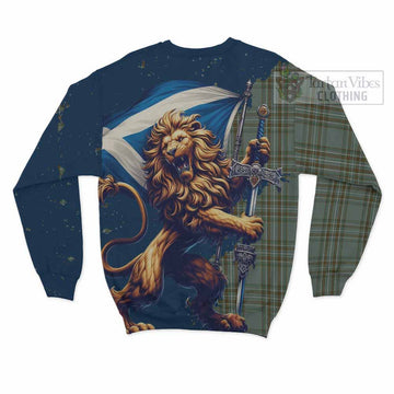 Tartan Vibes Clothing Kelly Tartan Family Crest Sweatshirt with Scottish Majestic Lion