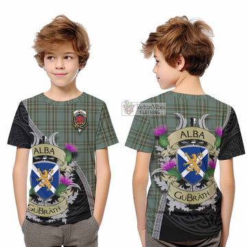 Tartan Vibes Clothing Kelly Tartan Family Crest Kid T-Shirt Lion Rampant Royal Thistle Shield Celtic Inspired
