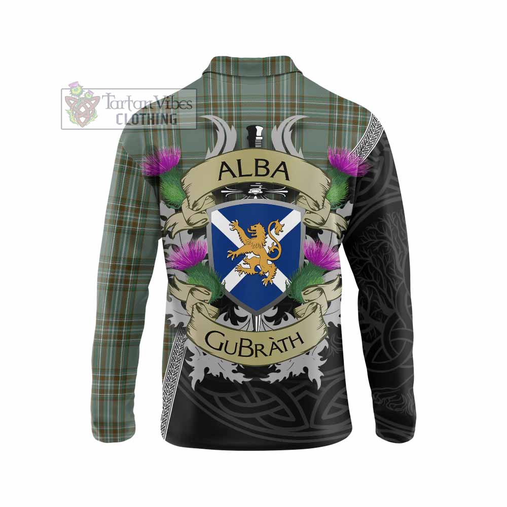 Tartan Vibes Clothing Kelly Tartan Family Crest Long Sleeve Polo Shirt Lion Rampant Royal Thistle Shield Celtic Inspired