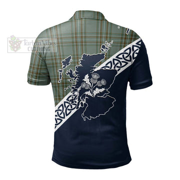 Kelly Tartan Polo Shirt Featuring Thistle and Scotland Map