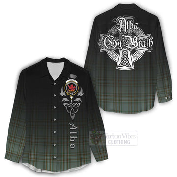 Tartan Vibes Clothing Kelly Tartan Women's Casual Shirt Featuring Alba Gu Brath Family Crest Celtic Inspired