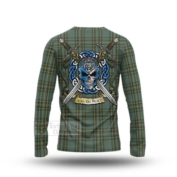 Tartan Vibes Clothing Kelly Tartan Long Sleeve T-Shirt with Family Crest Celtic Skull Style