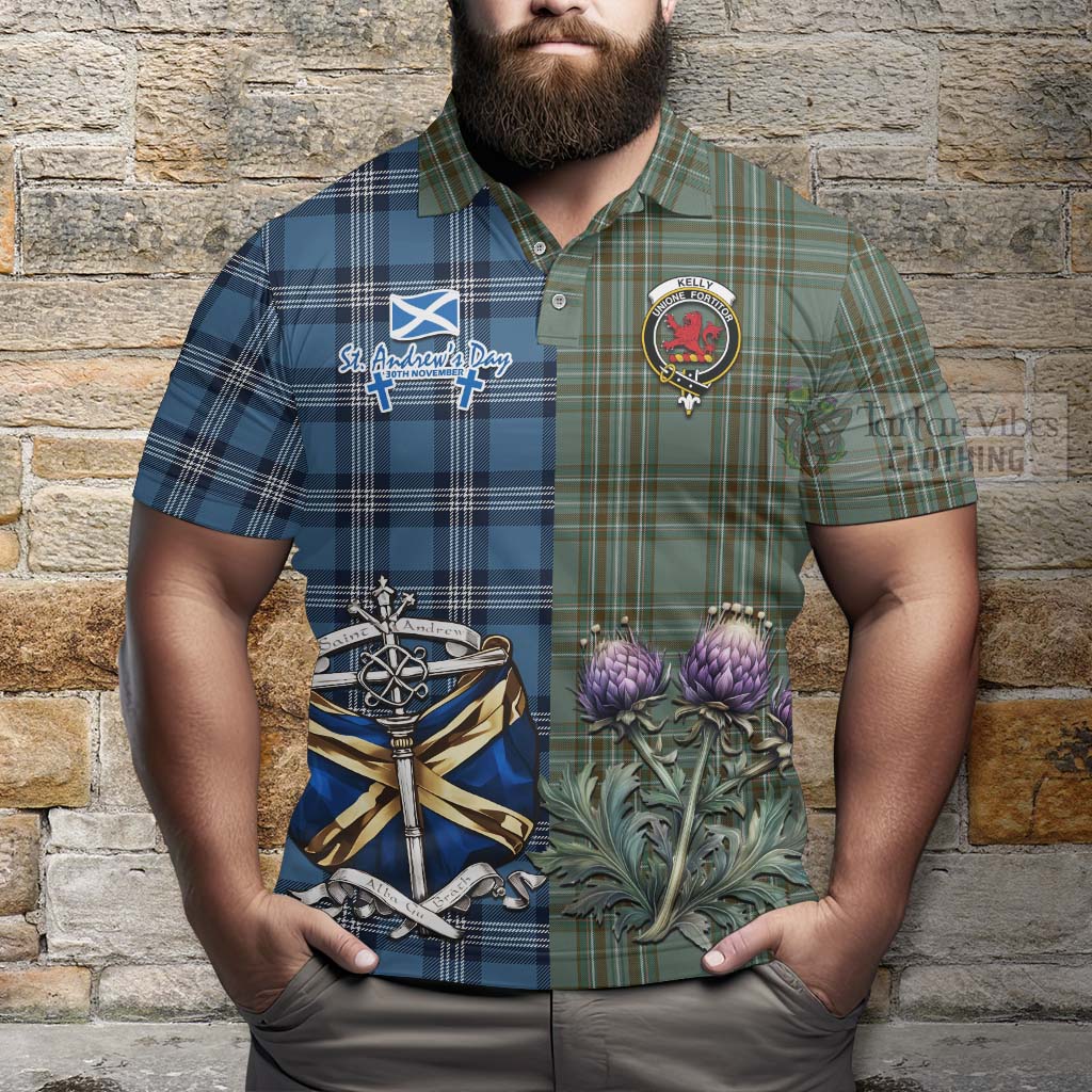 Tartan Vibes Clothing Kelly Tartan Polo Shirt Happy St. Andrew's Day Half Tartan Style