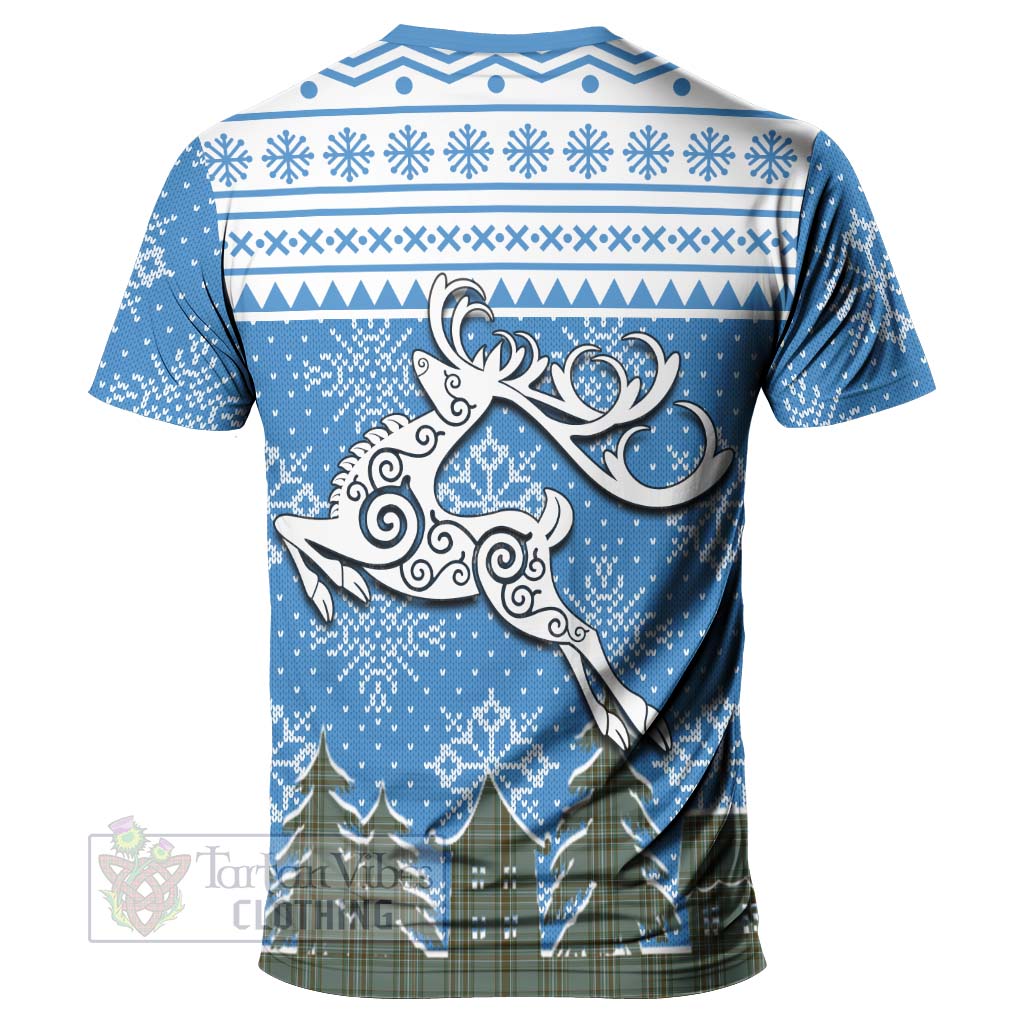 Tartan Vibes Clothing Kelly Clan Christmas T-Shirt Celtic Reindeer Style