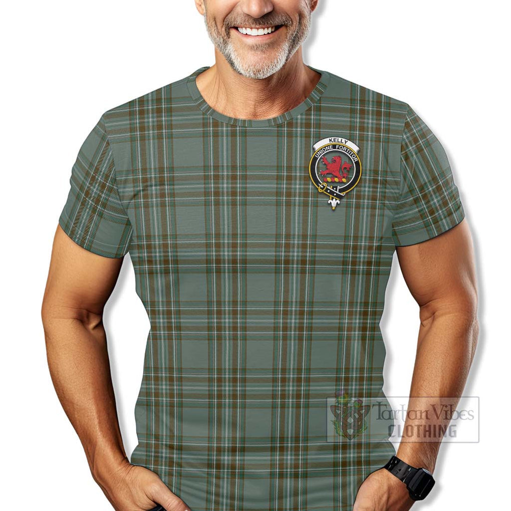 Tartan Vibes Clothing Kelly Tartan T-Shirt with Family Crest Celtic Skull Style