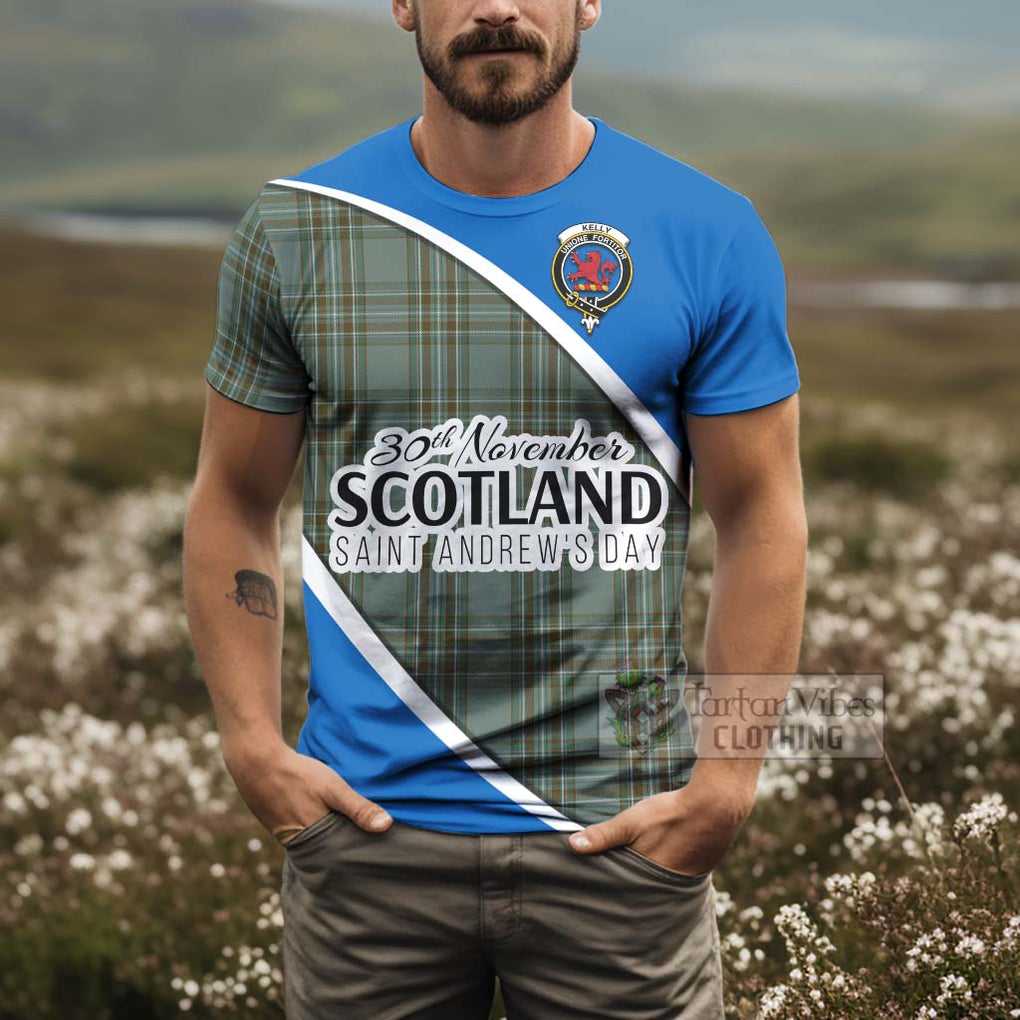 Tartan Vibes Clothing Kelly Family Crest Tartan T-Shirt Celebrate Saint Andrew's Day in Style