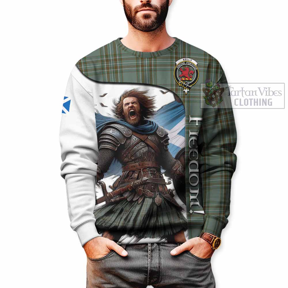 Tartan Vibes Clothing Kelly Crest Tartan Sweatshirt Inspired by the Freedom of Scottish Warrior