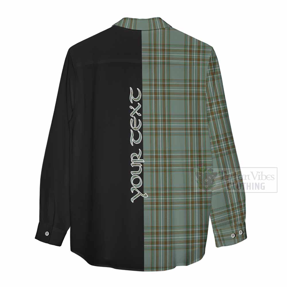 Tartan Vibes Clothing Kelly Tartan Women's Casual Shirt with Family Crest and Half Of Me Style