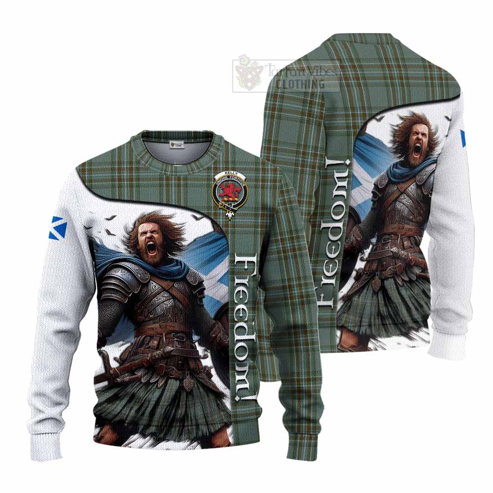 Tartan Vibes Clothing Kelly Crest Tartan Knitted Sweater Inspired by the Freedom of Scottish Warrior