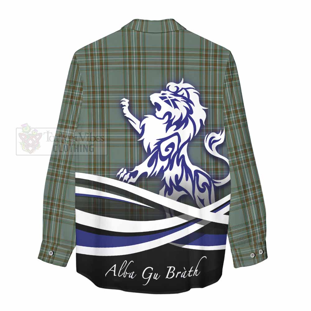 Tartan Vibes Clothing Kelly Tartan Women's Casual Shirt with Alba Gu Brath Regal Lion Emblem