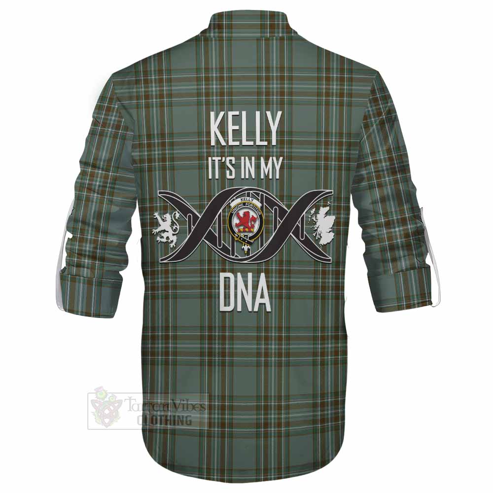 Tartan Vibes Clothing Kelly Tartan Ghillie Kilt Shirt with Family Crest DNA In Me Style