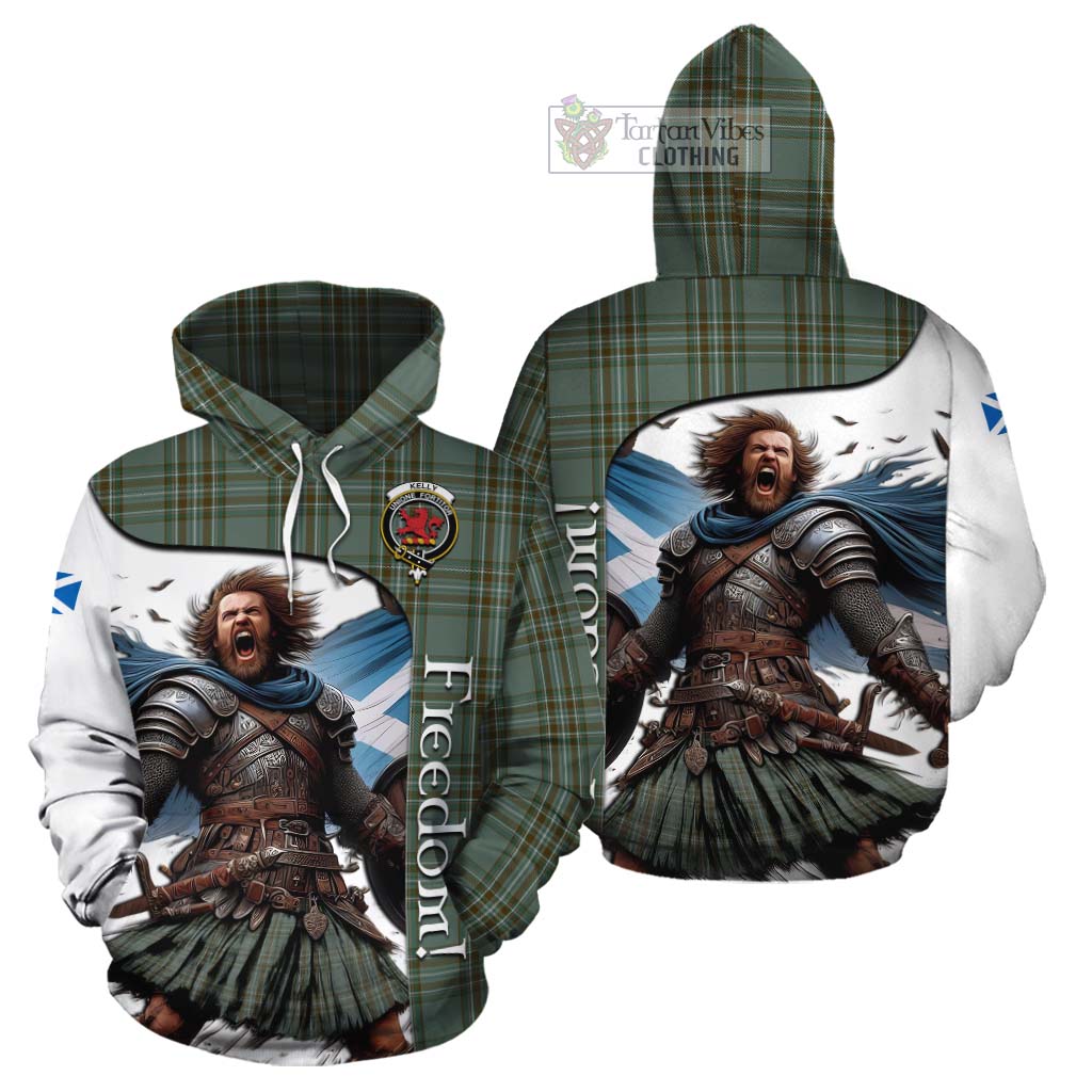 Tartan Vibes Clothing Kelly Crest Tartan Cotton Hoodie Inspired by the Freedom of Scottish Warrior