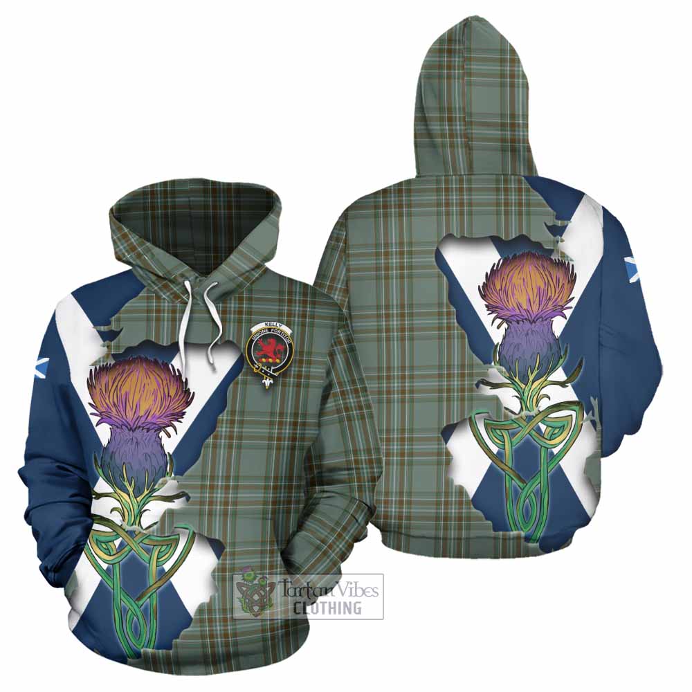 Tartan Vibes Clothing Kelly Tartan Family Crest Hoodie Scottish Thistle Celtic Inspired