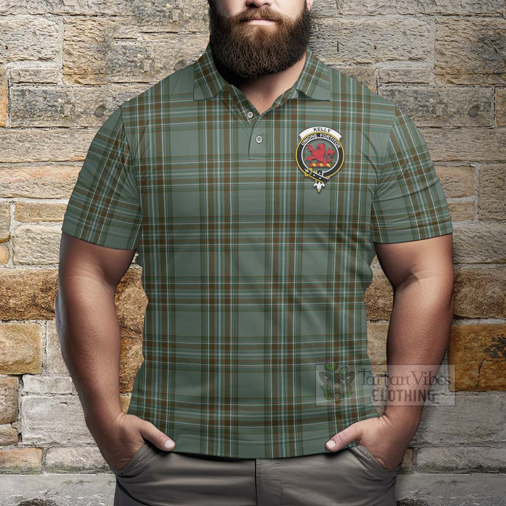Tartan Vibes Clothing Kelly Tartan Polo Shirt with Family Crest Celtic Skull Style