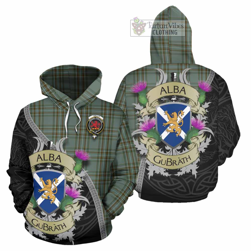 Tartan Vibes Clothing Kelly Tartan Family Crest Hoodie Lion Rampant Royal Thistle Shield Celtic Inspired