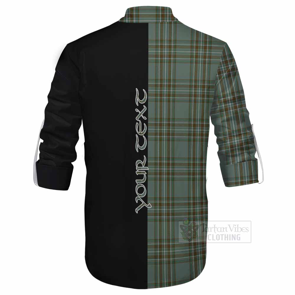 Tartan Vibes Clothing Kelly Tartan Ghillie Kilt Shirt with Family Crest and Half Of Me Style