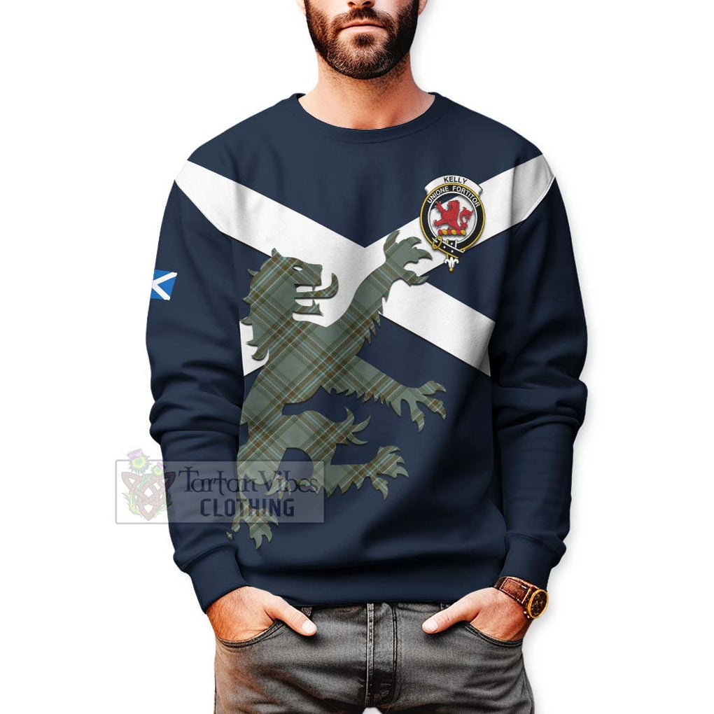 Tartan Vibes Clothing Kelly Tartan Lion Rampant Sweatshirt – Proudly Display Your Heritage with Alba Gu Brath and Clan Name