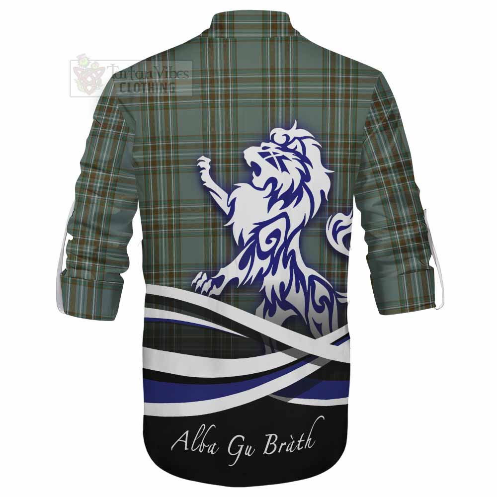 Tartan Vibes Clothing Kelly Tartan Ghillie Kilt Shirt with Alba Gu Brath Regal Lion Emblem