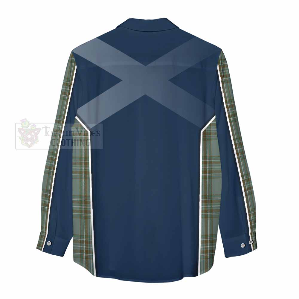Tartan Vibes Clothing Kelly Tartan Women's Casual Shirt with Family Crest and Lion Rampant Vibes Sport Style