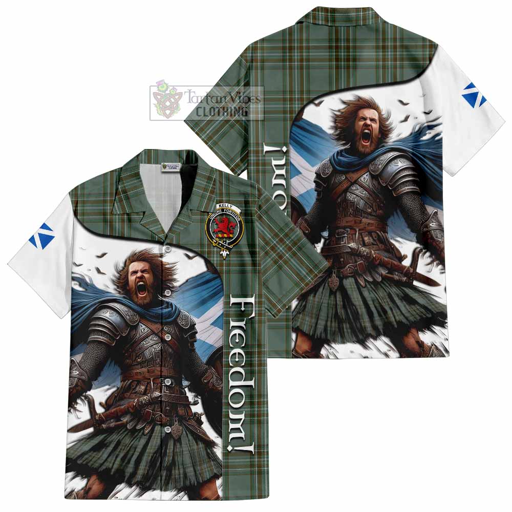 Tartan Vibes Clothing Kelly Crest Tartan Short Sleeve Button Shirt Inspired by the Freedom of Scottish Warrior