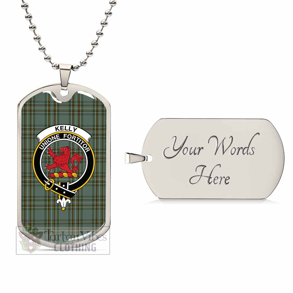 Tartan Vibes Clothing Kelly Tartan Dog Tag Necklace with Family Crest