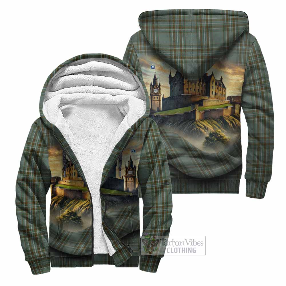 Tartan Vibes Clothing Kelly Tartan Family Crest Sherpa Hoodie with Scottish Ancient Castle Style