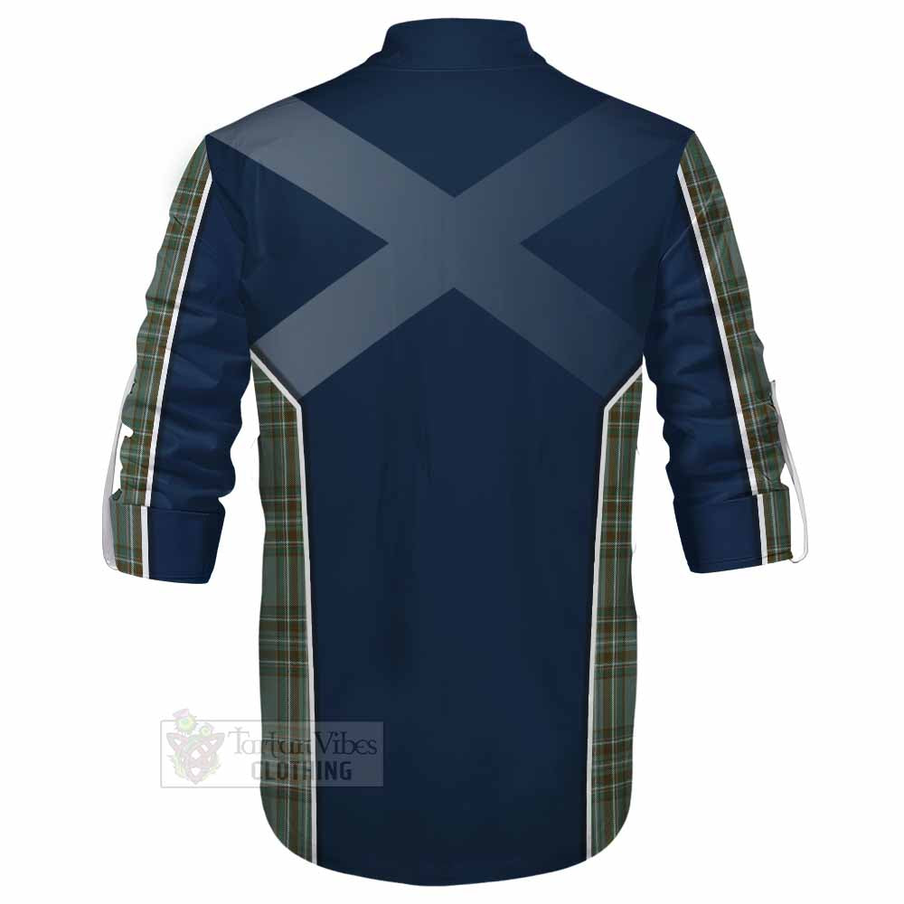 Tartan Vibes Clothing Kelly Tartan Ghillie Kilt Shirt with Family Crest and Lion Rampant Vibes Sport Style