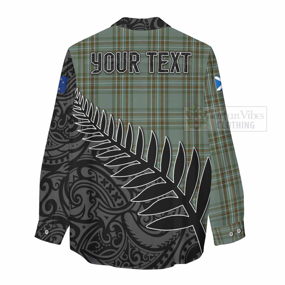 Tartan Vibes Clothing Kelly Crest Tartan Women's Casual Shirt with New Zealand Silver Fern Half Style