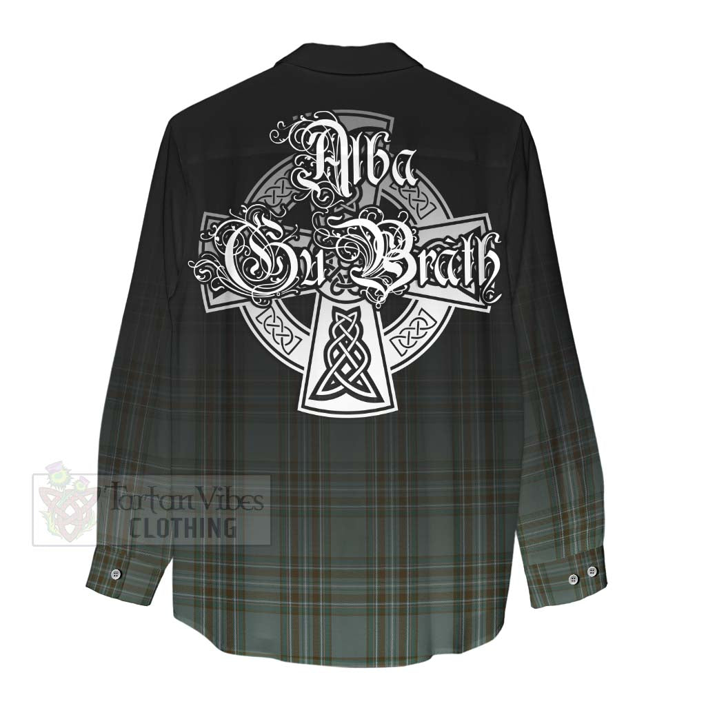 Tartan Vibes Clothing Kelly Tartan Women's Casual Shirt Featuring Alba Gu Brath Family Crest Celtic Inspired