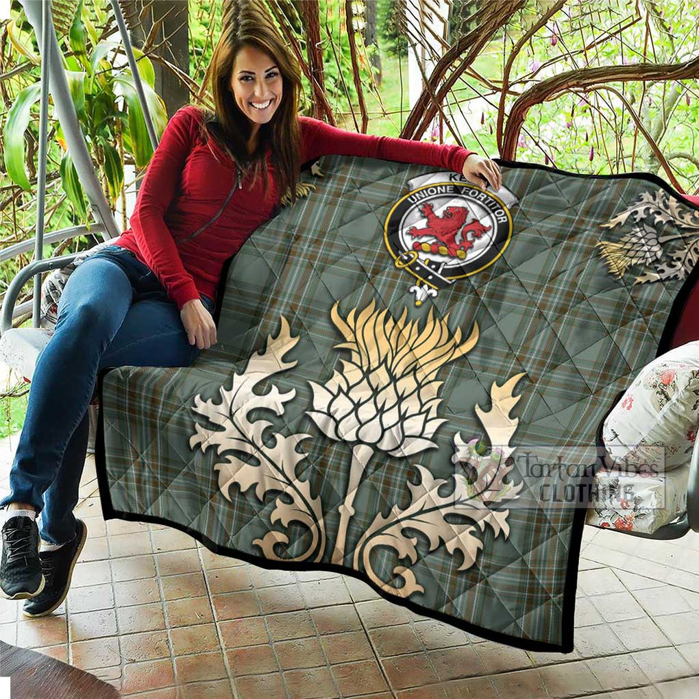 Tartan Vibes Clothing Kelly Tartan Quilt with Family Crest and Golden Thistle Style