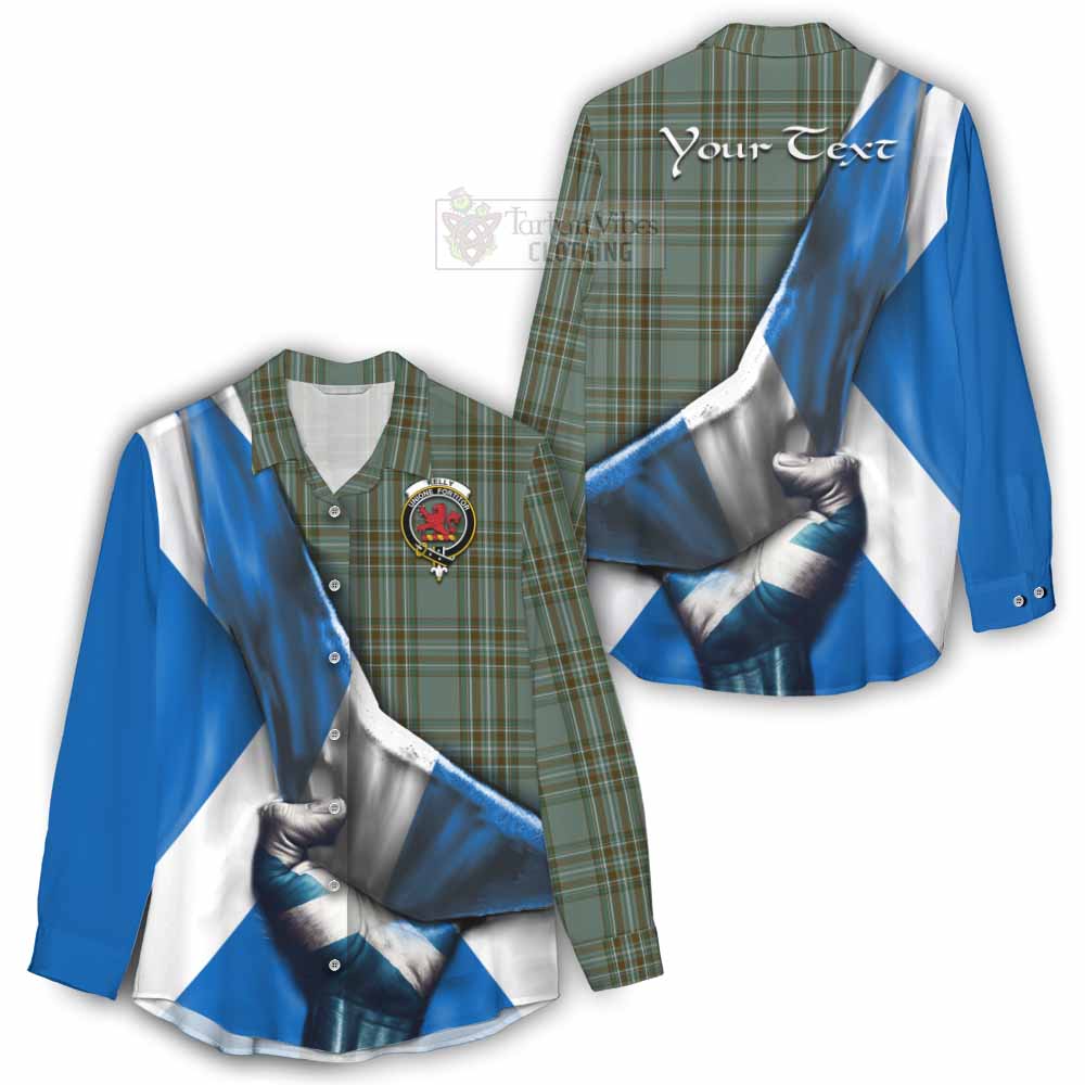 Tartan Vibes Clothing Kelly Tartan Women's Casual Shirt with Family Crest Scotland Patriotic Style