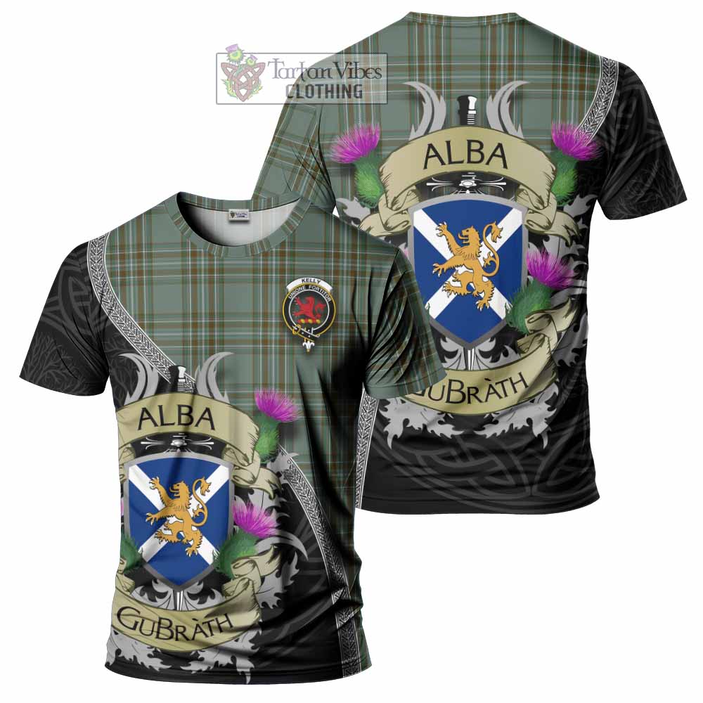 Tartan Vibes Clothing Kelly Tartan Family Crest T-Shirt Lion Rampant Royal Thistle Shield Celtic Inspired