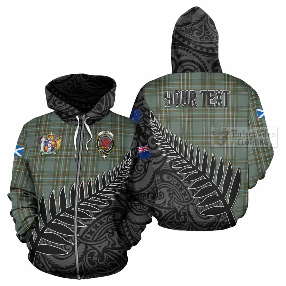 Tartan Vibes Clothing Kelly Crest Tartan Hoodie with New Zealand Silver Fern Half Style