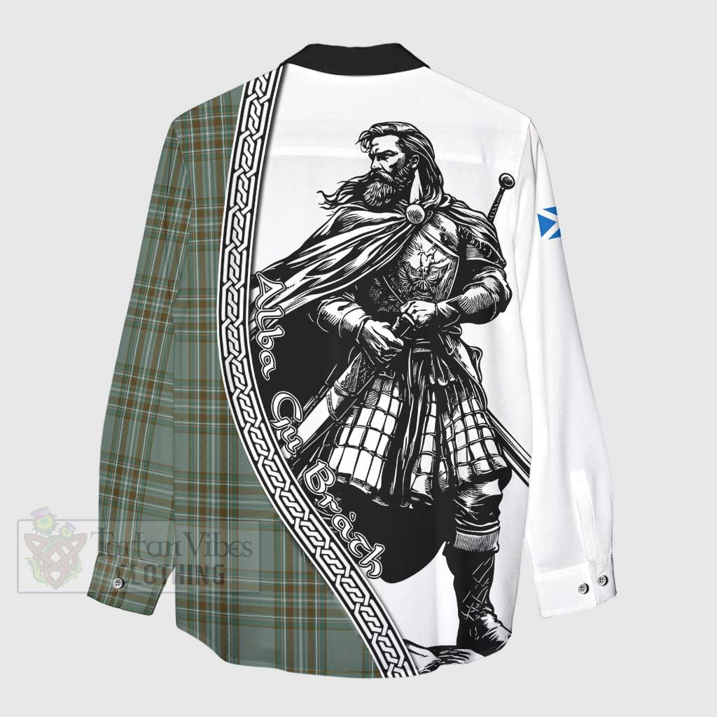 Tartan Vibes Clothing Kelly Tartan Clan Crest Women's Casual Shirt with Highlander Warrior Celtic Style