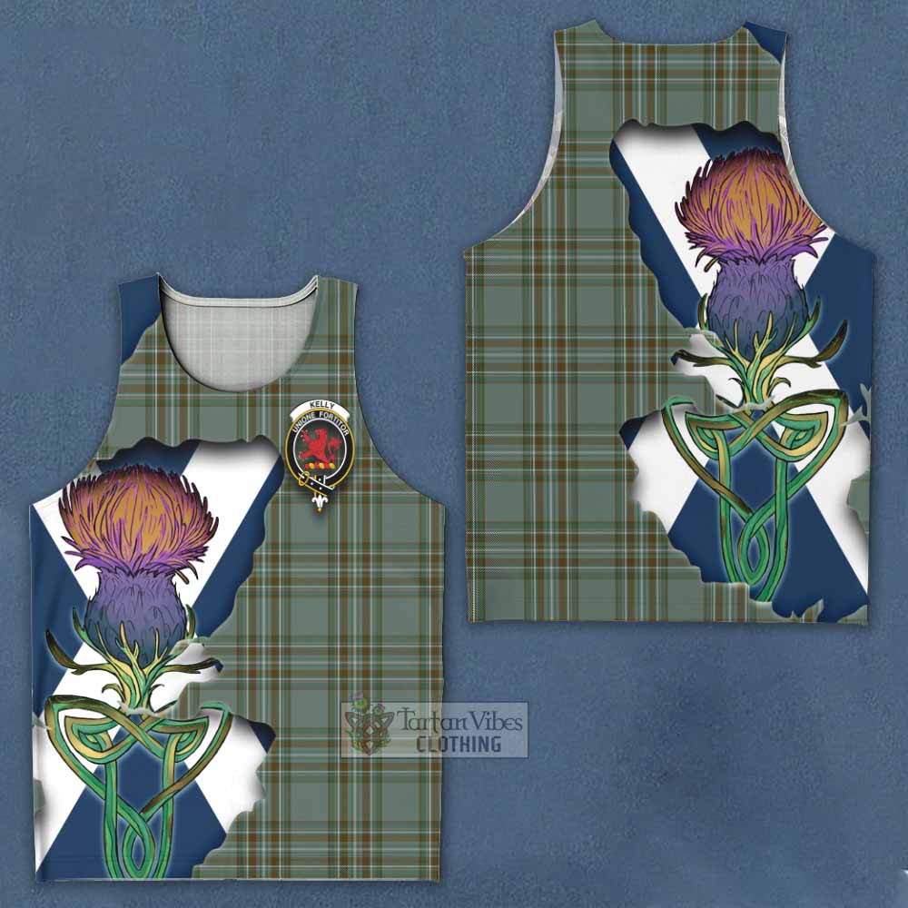 Tartan Vibes Clothing Kelly Tartan Family Crest Men's Tank Top Scottish Thistle Celtic Inspired