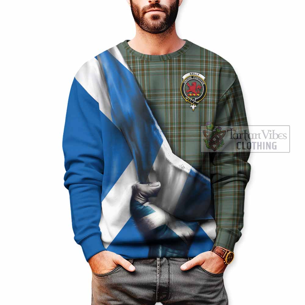 Tartan Vibes Clothing Kelly Tartan Sweatshirt with Family Crest Scotland Patriotic Style