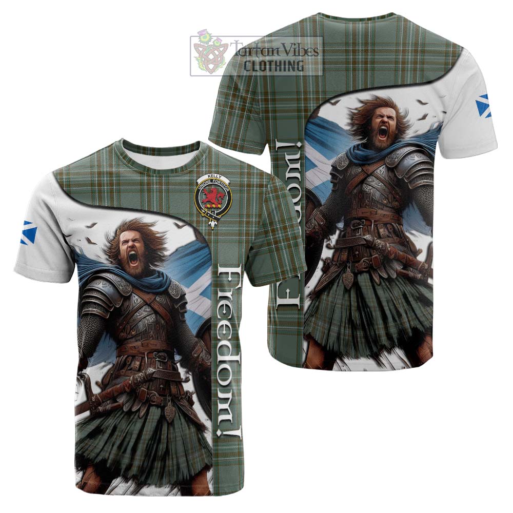 Tartan Vibes Clothing Kelly Crest Tartan Cotton T-shirt Inspired by the Freedom of Scottish Warrior