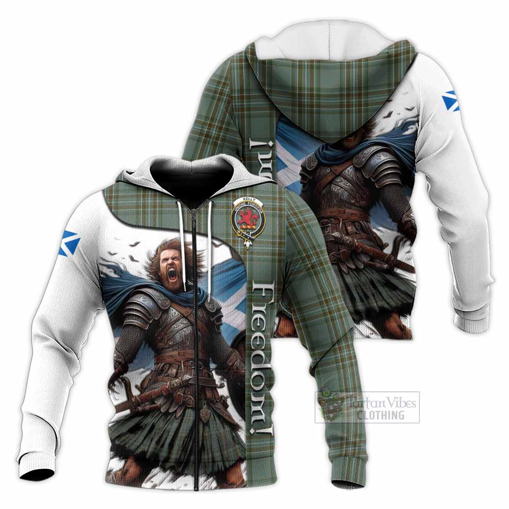Tartan Vibes Clothing Kelly Crest Tartan Knitted Hoodie Inspired by the Freedom of Scottish Warrior