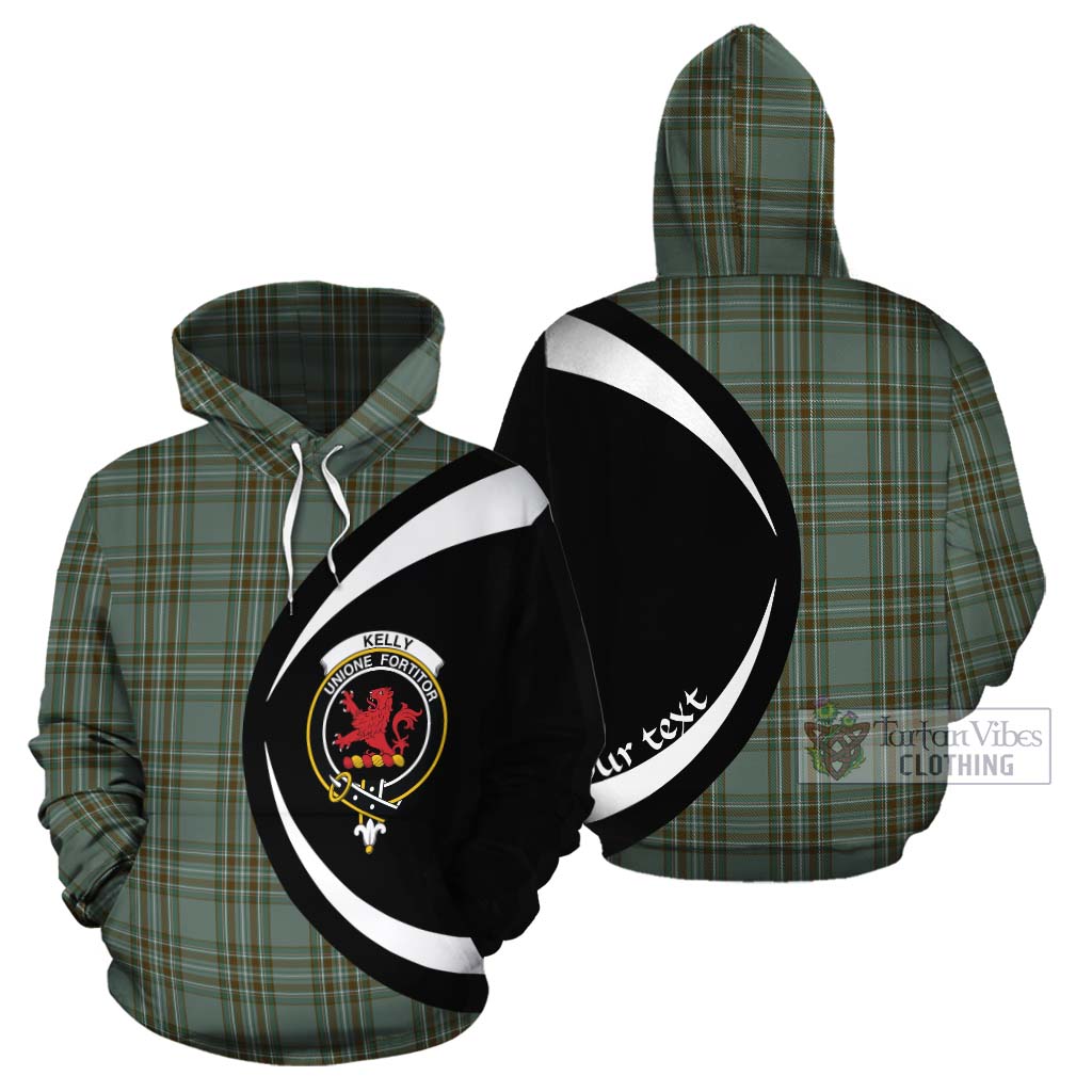 Tartan Vibes Clothing Kelly Tartan Cotton Hoodie with Family Crest Circle Style